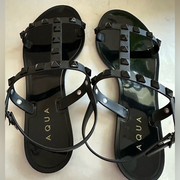 AQUA FLAT JELLY SANDAL II size 7 Black - Picture 1 of 4